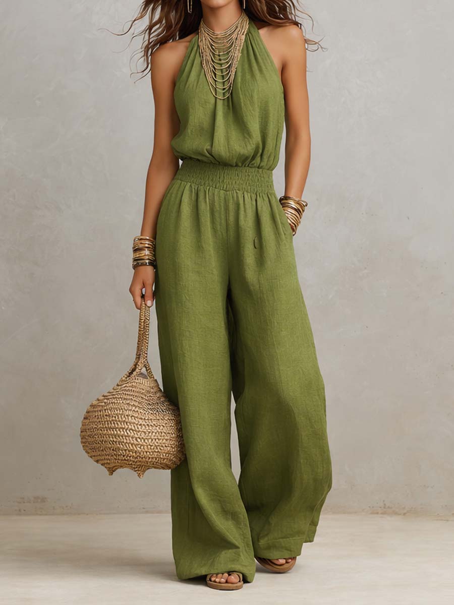 Valeria – Mono Elegante de Cuello Halter - Musa de Ibiza