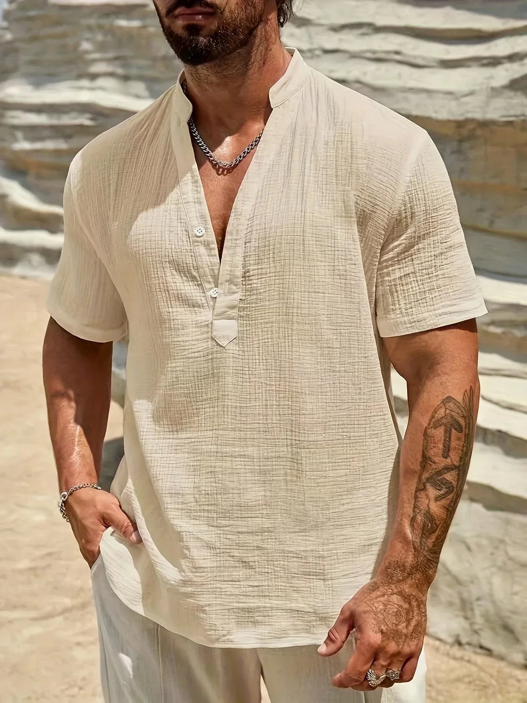 Emilio | Camisa de verano elegante con cuello alto