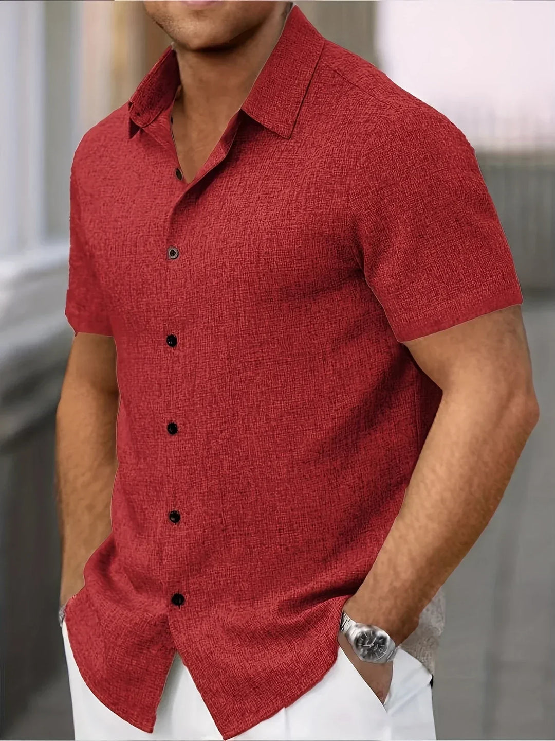 Ignacio | Camisa ligera de manga corta en mezcla de lino