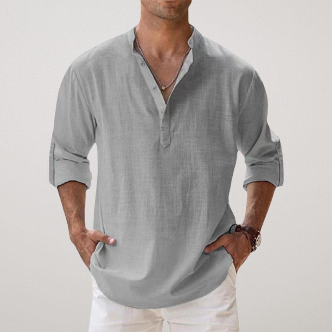 Azel | Camisa Henley de algodón con efecto lino