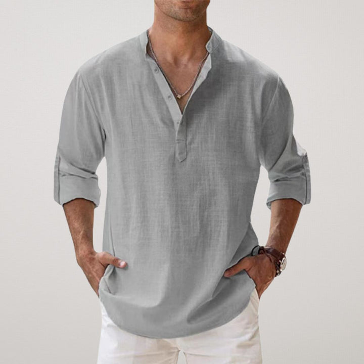 Azel | Camisa Henley de algodón con efecto lino