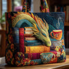 Bolso Artesanal - Dragón Leyendo Libros y Tazas