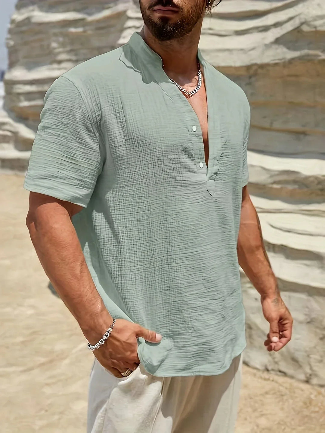 Emilio | Camisa de verano elegante con cuello alto