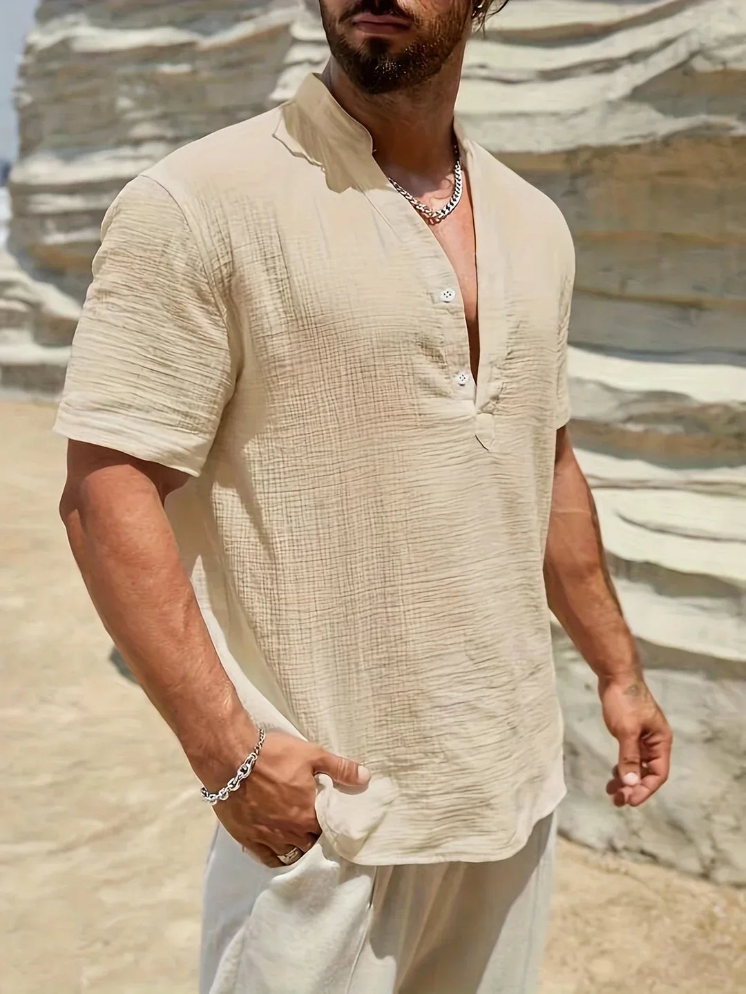 Emilio | Camisa de verano elegante con cuello alto