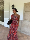 Elena™ – Vestido Largo Hombro Caído Acuarela
