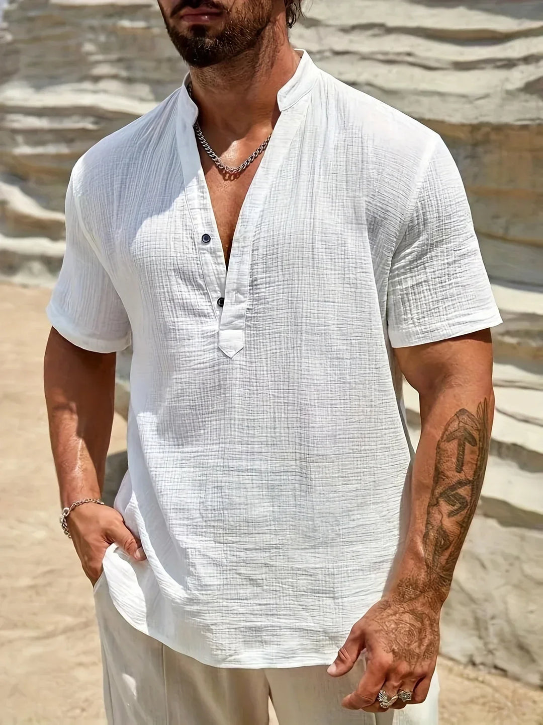 Emilio | Camisa de verano elegante con cuello alto