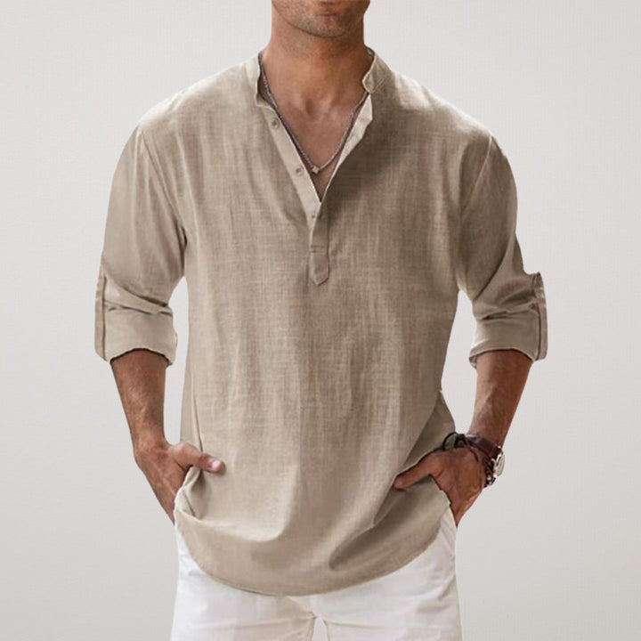 Azel | Camisa Henley de algodón con efecto lino