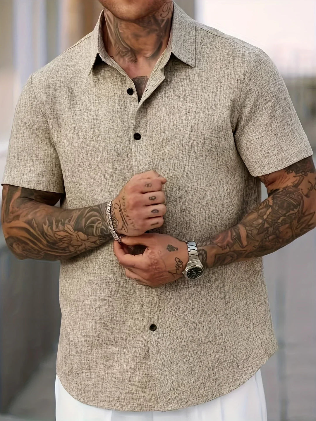 Ignacio | Camisa ligera de manga corta en mezcla de lino