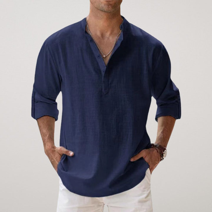 Azel | Camisa Henley de algodón con efecto lino