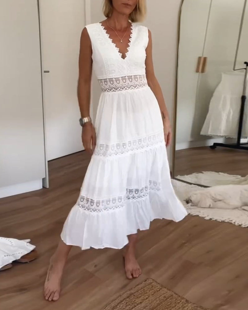 KIM – Vestido de encaje con escote en V - Musa de Ibiza
