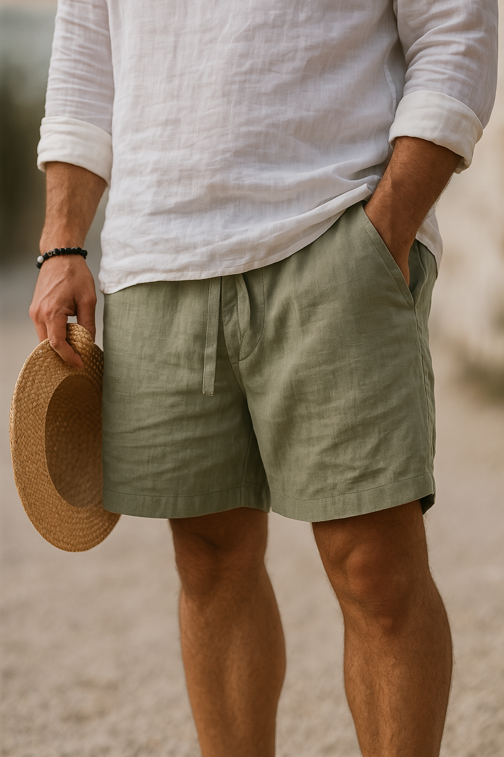 Azel | Pantalones cortos elegantes de lino con cintura elástica
