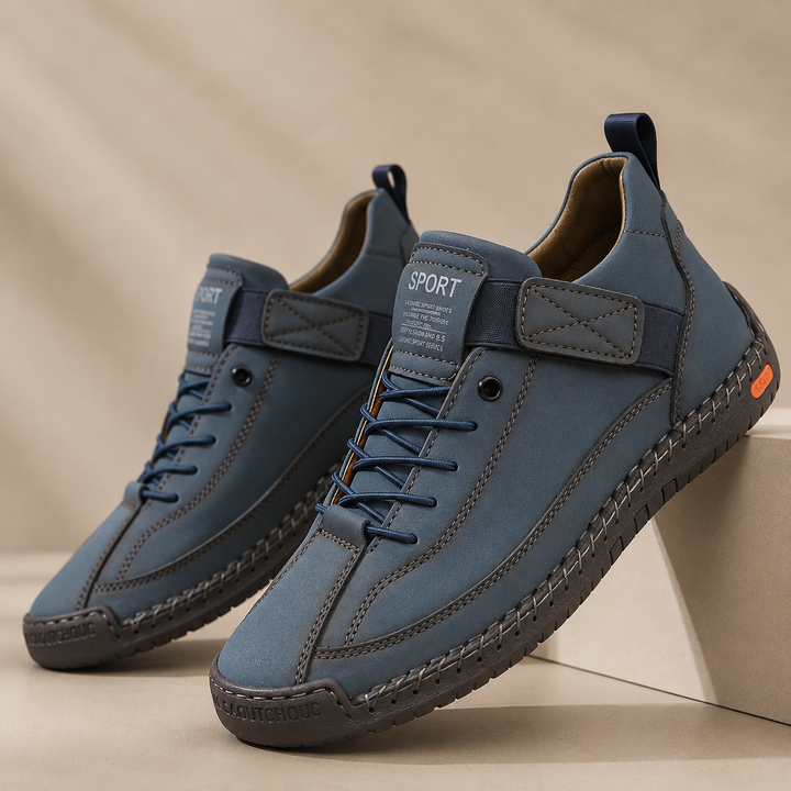 Zapatillas ergonómicas Musa Léa azules grises con cordones, parche SPORT y suela amortiguada