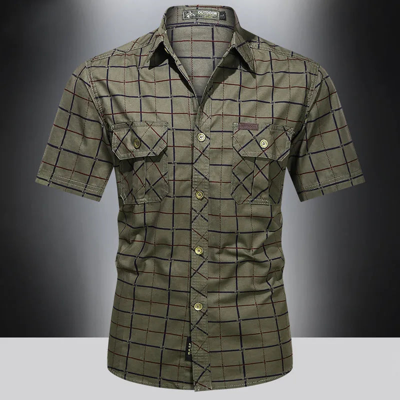 Fernando – Camisa elegante de manga corta a cuadros - Musa de Ibiza