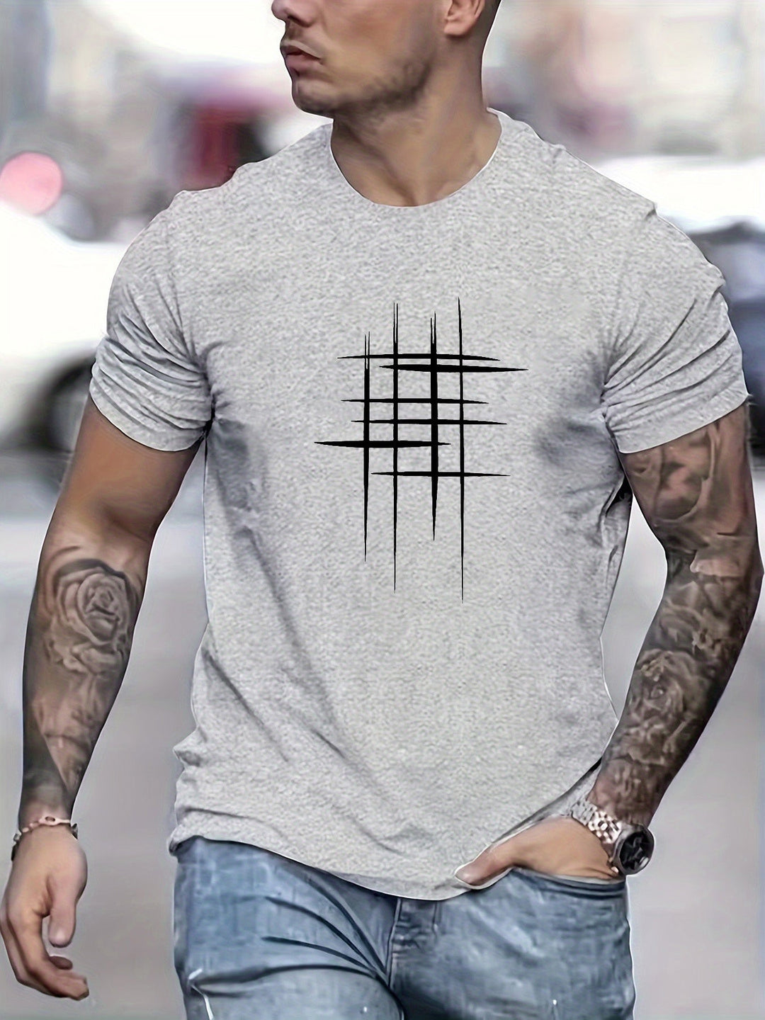 Azel | Camiseta elegante de cuello redondo con estampado gráfico