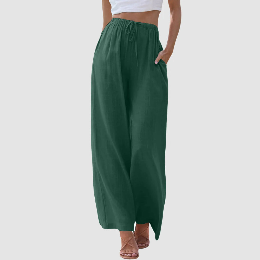 Blanca – Pantalón de talle alto con piernas anchas - Musa de Ibiza