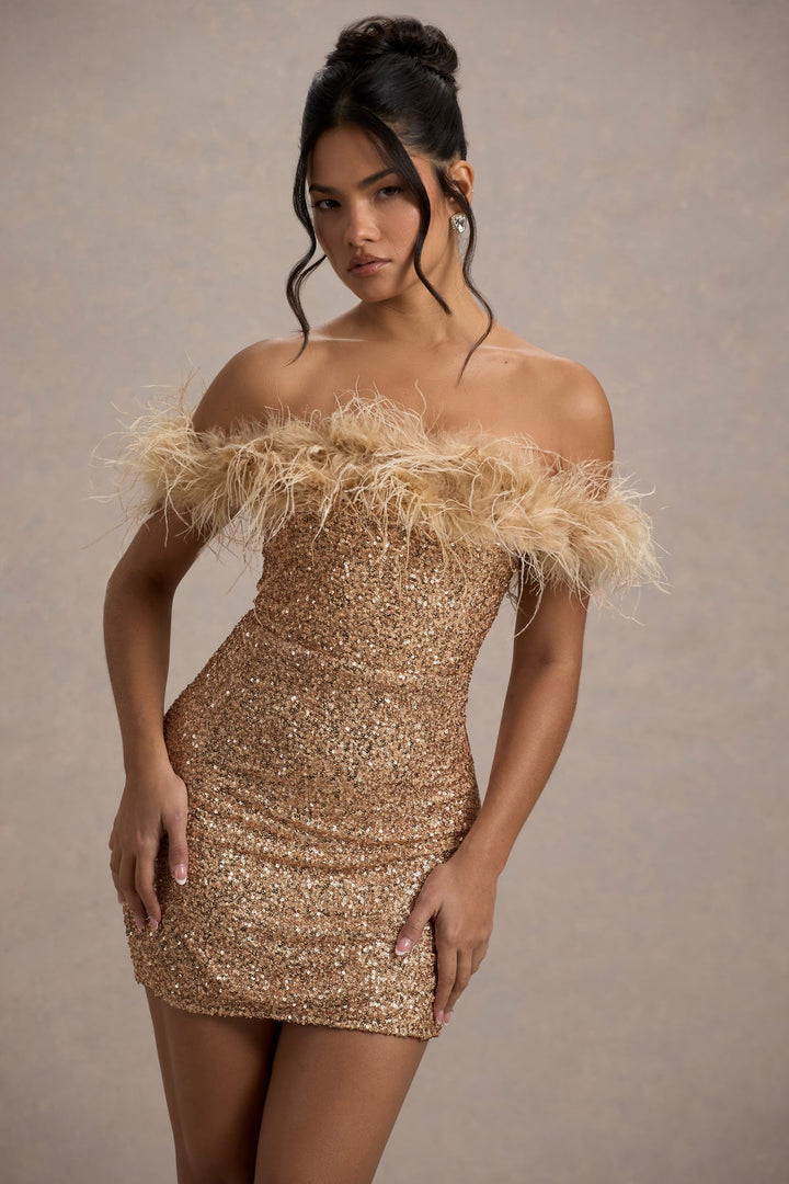 Fernanda | Vestido de lentejuelas con plumas