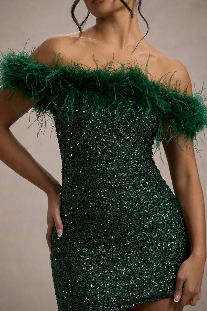Fernanda | Vestido de lentejuelas con plumas
