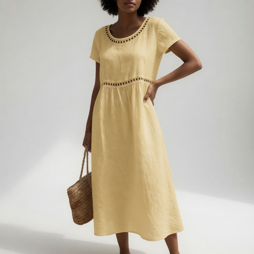 Alba – Vestido Bordado de Lino - Musa de Ibiza