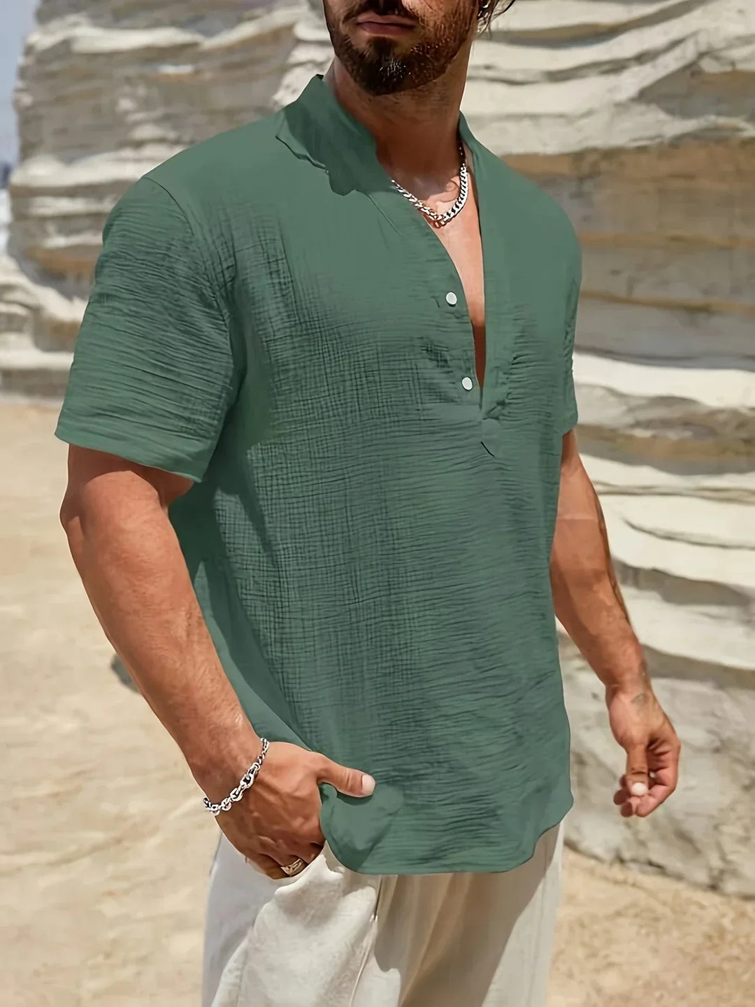 Emilio | Camisa de verano elegante con cuello alto