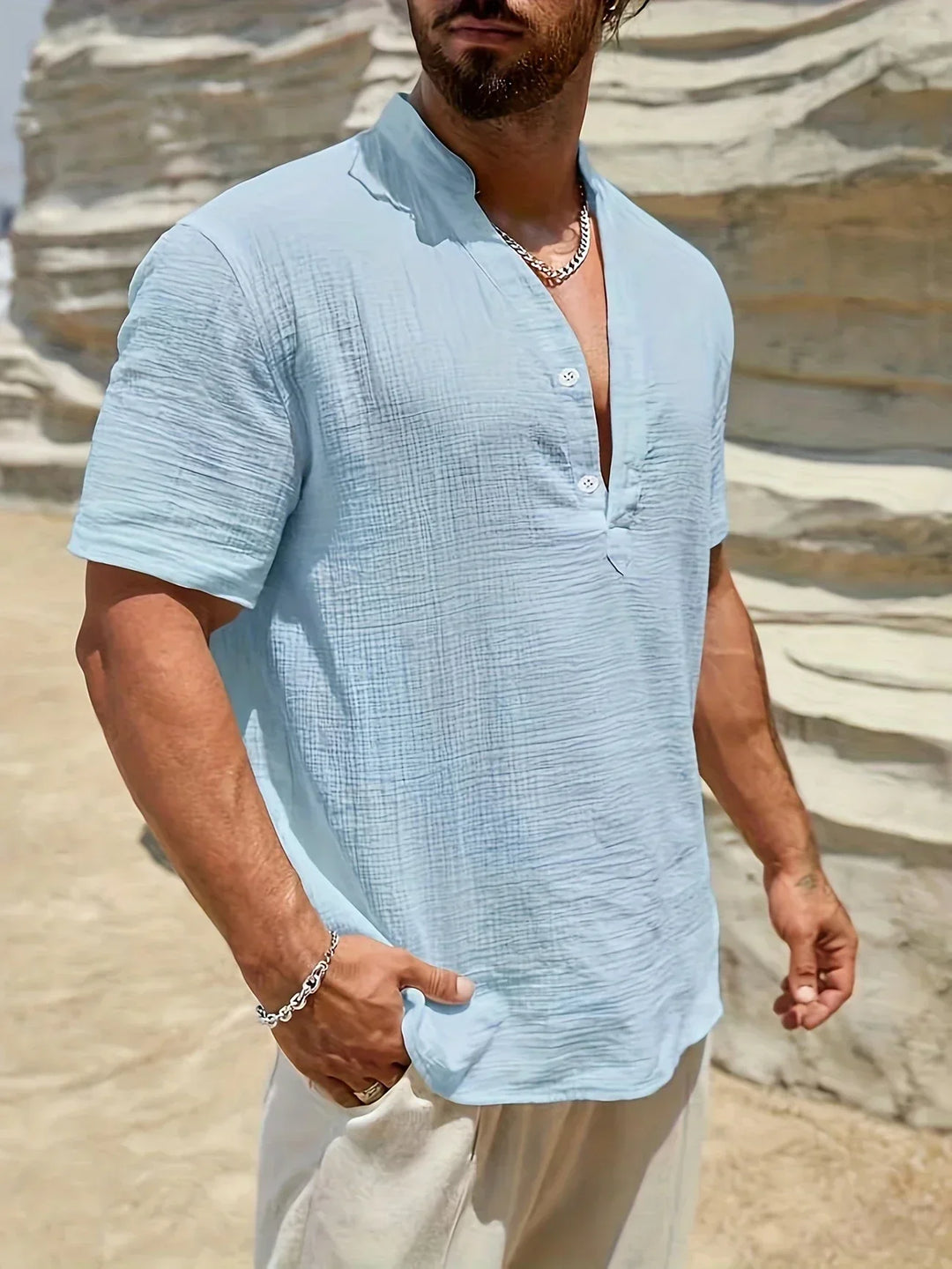 Emilio | Camisa de verano elegante con cuello alto