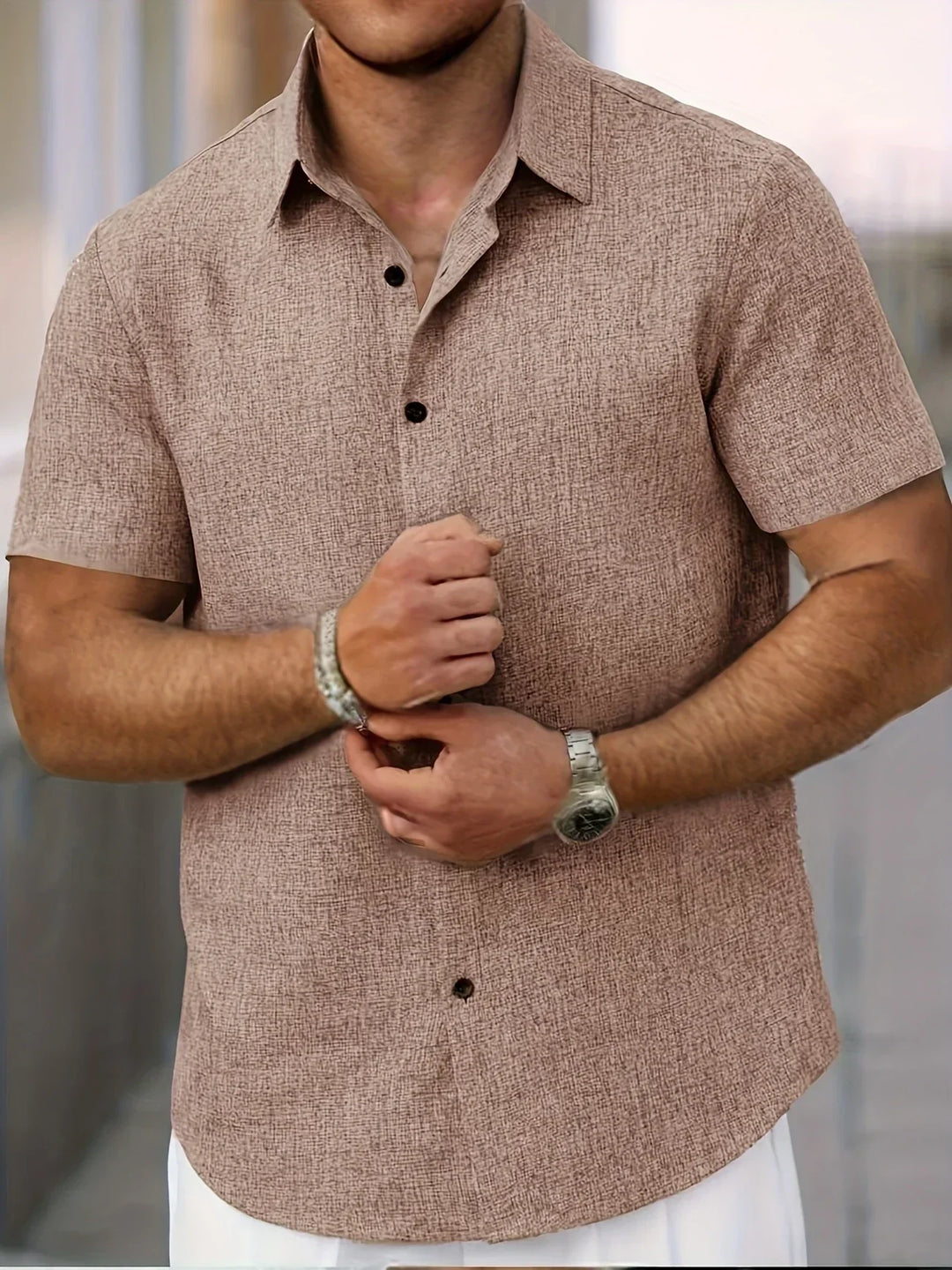 Ignacio | Camisa ligera de manga corta en mezcla de lino