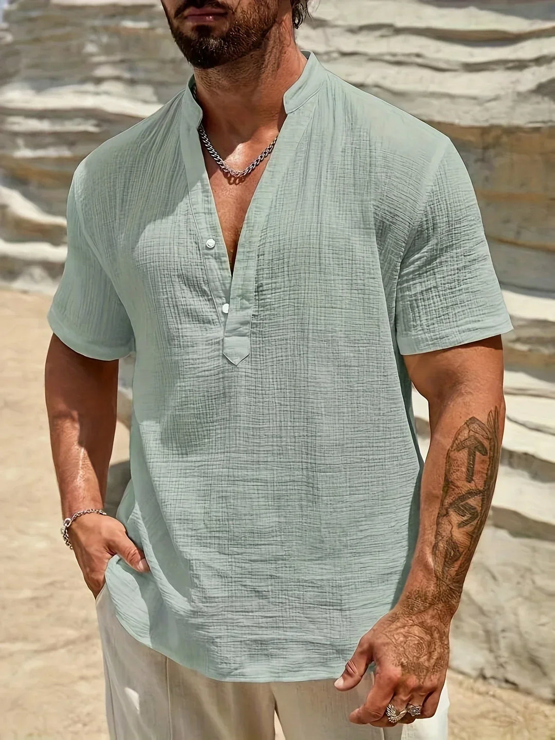 Emilio | Camisa de verano elegante con cuello alto