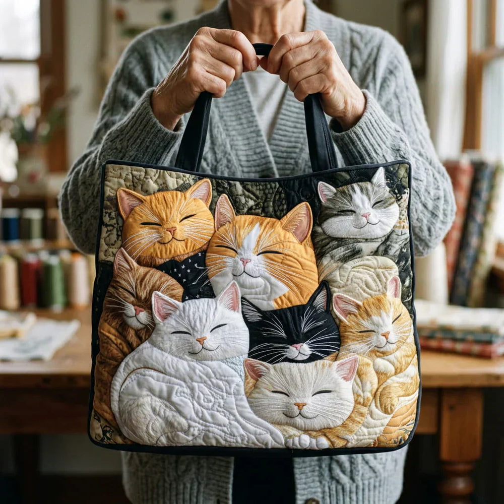 Bolso Acolchado Artesanal - Gatitos Dormidos - Musa de Ibiza