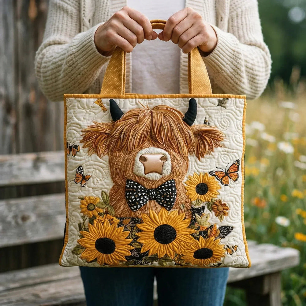 Bolso Acolchado - Vaca Highland y Girasoles - Musa de Ibiza