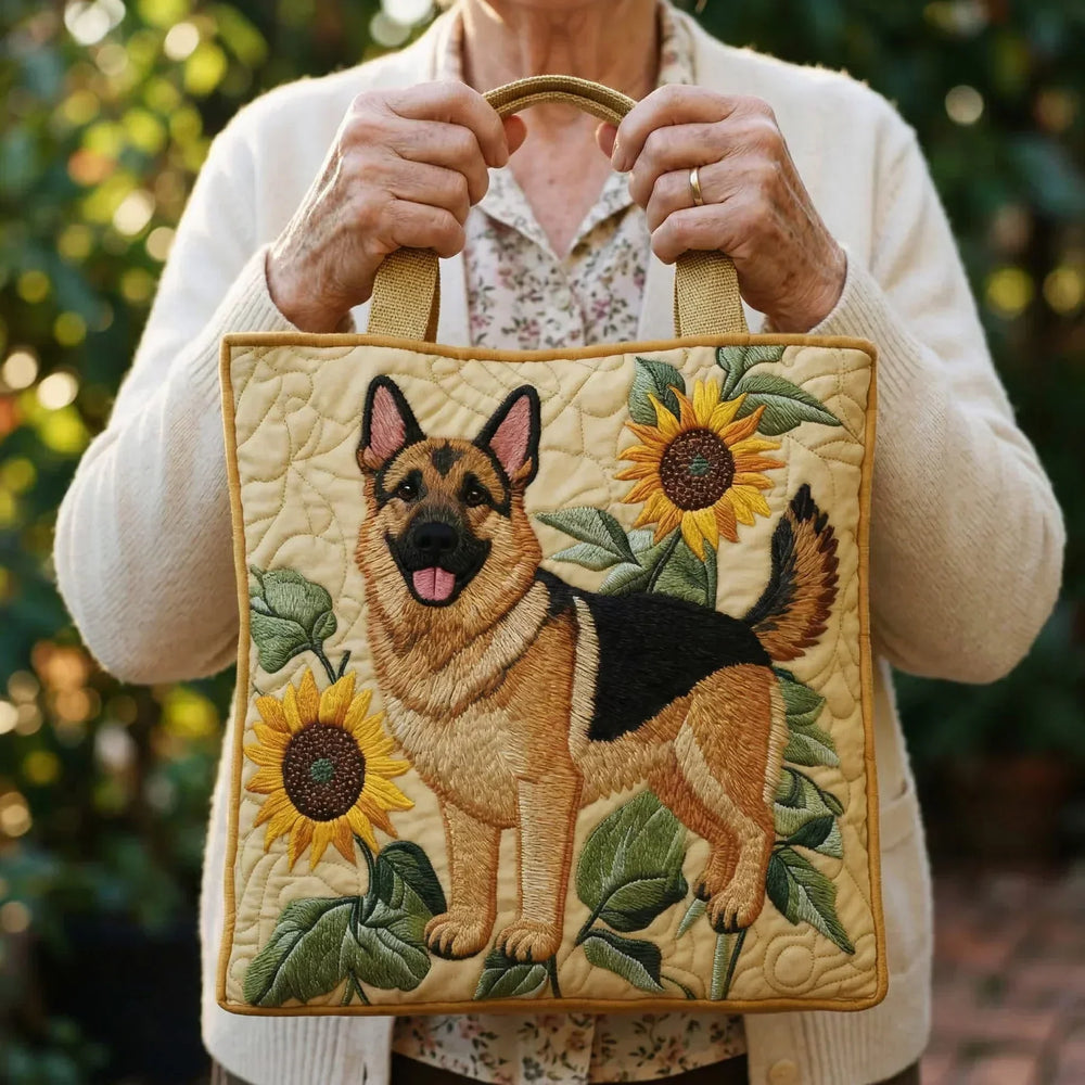 Bolso Artesanal - Pastor Alemán Floral - Musa de Ibiza