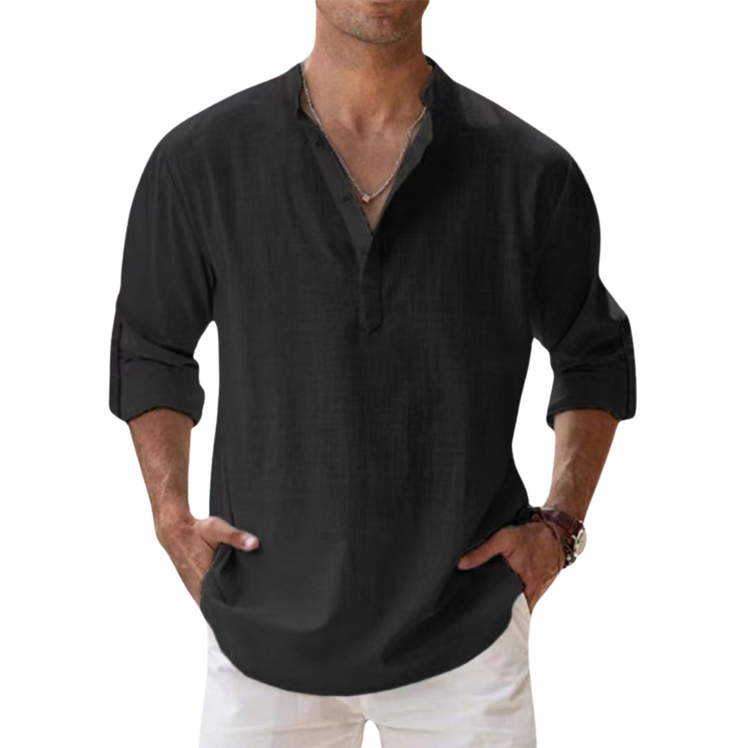 Azel | Camisa Henley de algodón con efecto lino