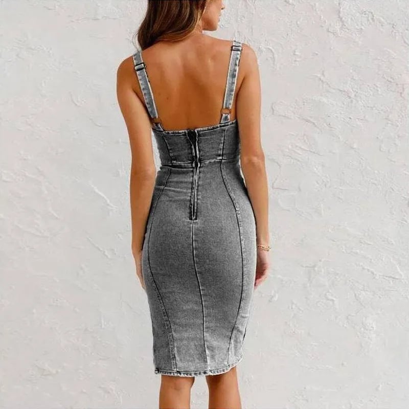 Fátima | Vestido Camisón Ajustado de Denim
