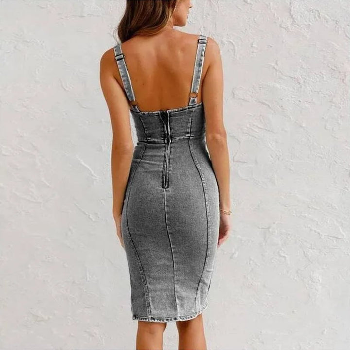 Fátima | Vestido Camisón Ajustado de Denim